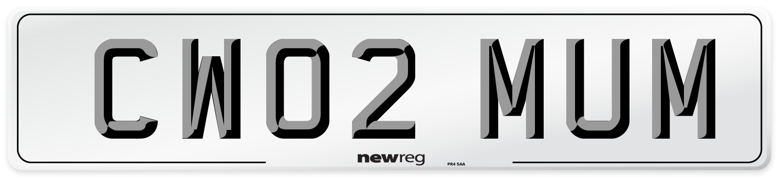 CW02 MUM Number Plate from New Reg